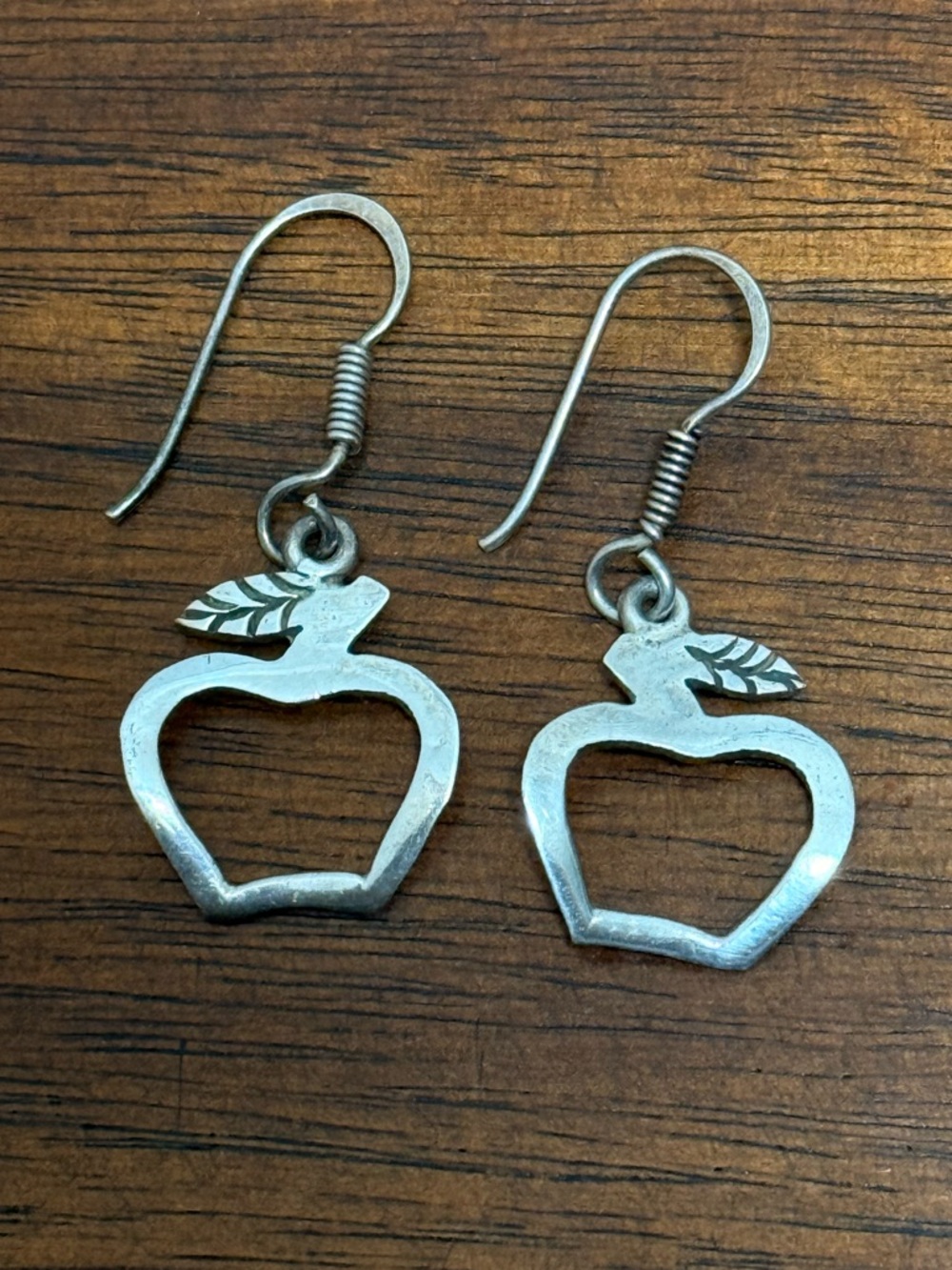 Open Apple Outline Dangle Earrings
